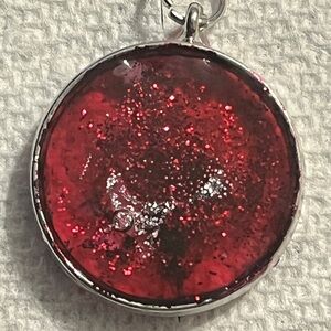 Red Glitter Pendant Necklace